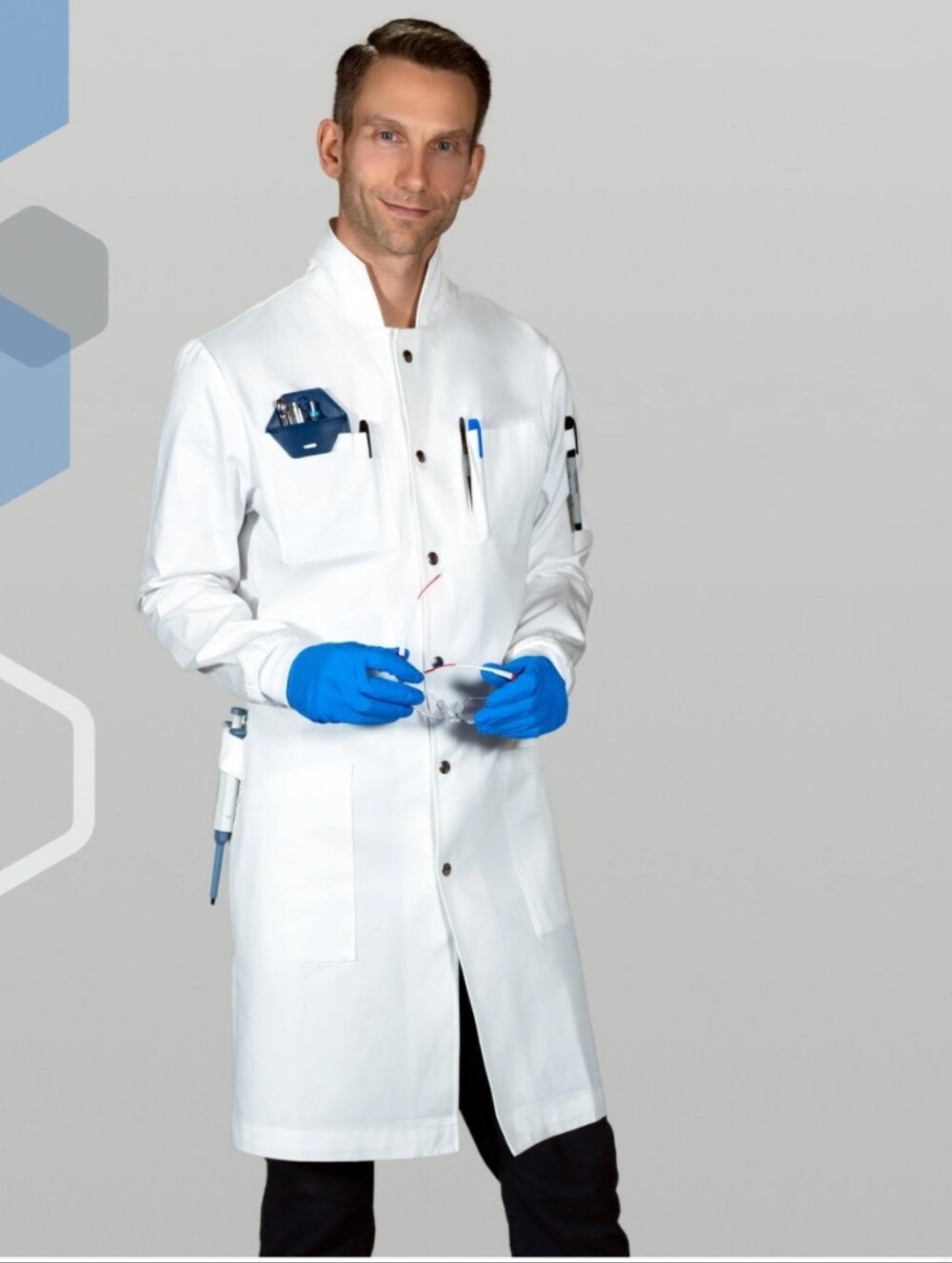 Genius Lab Gear FIRE! NWT! The Louis Men's Cotton Lab Coat in White. Sz Md. R2S!